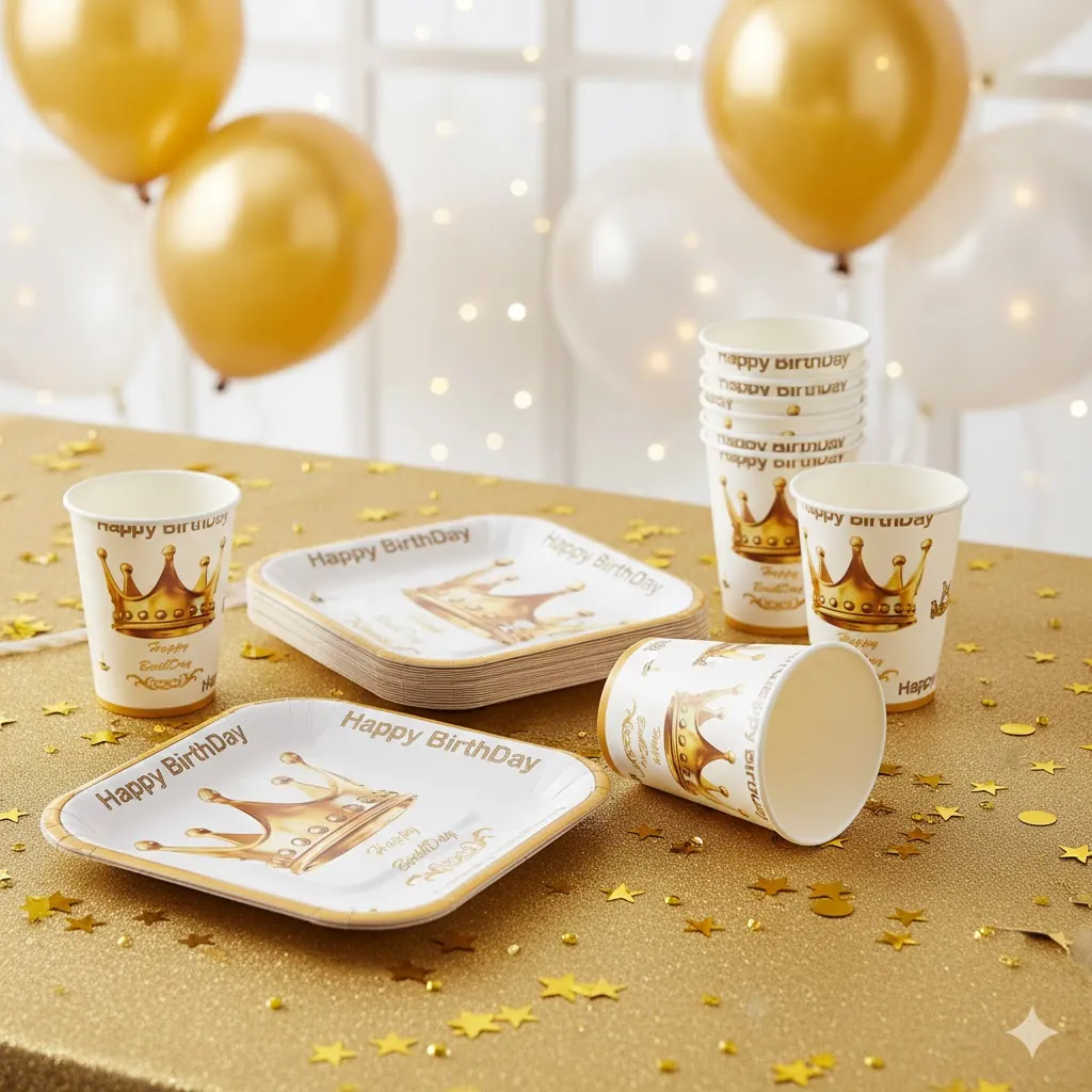 بشقاب و لیوان تم تاج