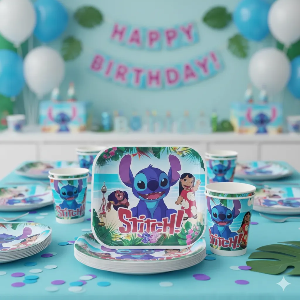 بشقاب لیوان تم تولد استیچ