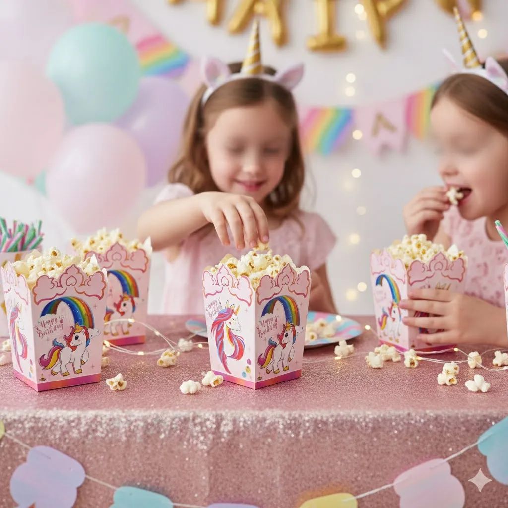 پاپکرن تم تولد اسب تک شاخ یونیکورن