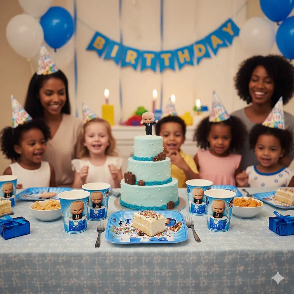 بشقاب و لیوان تم تولد بچه رییس