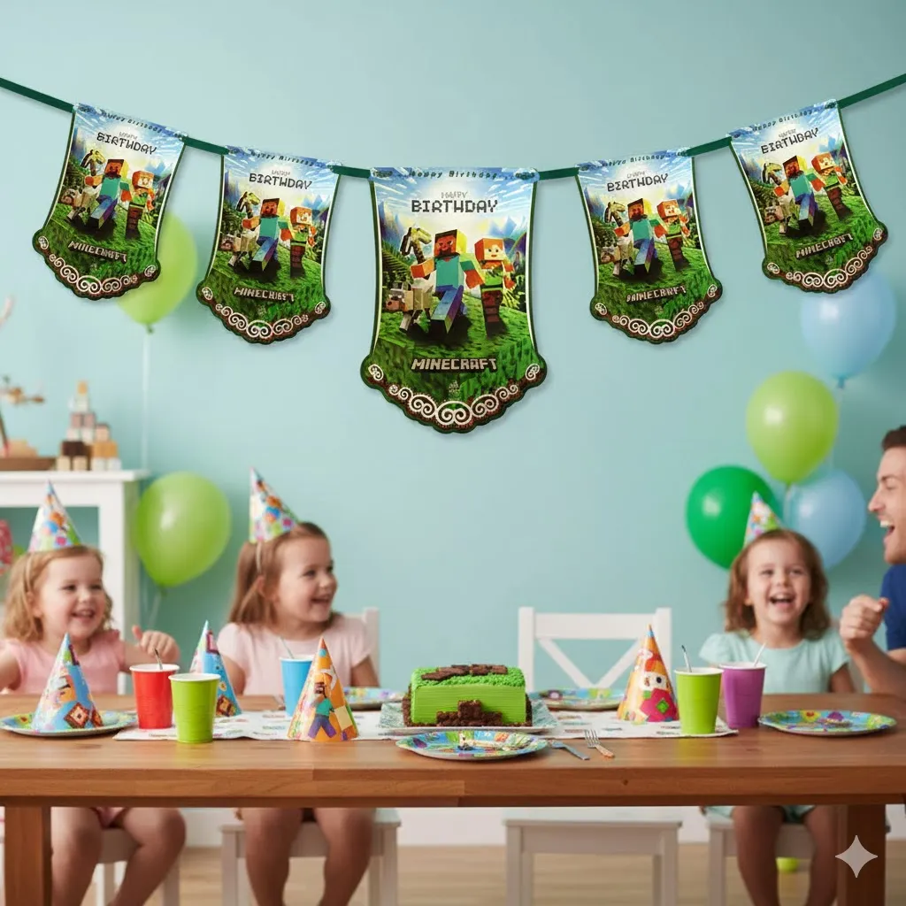 ریسه پرچم تم تولد ماین کرافت
