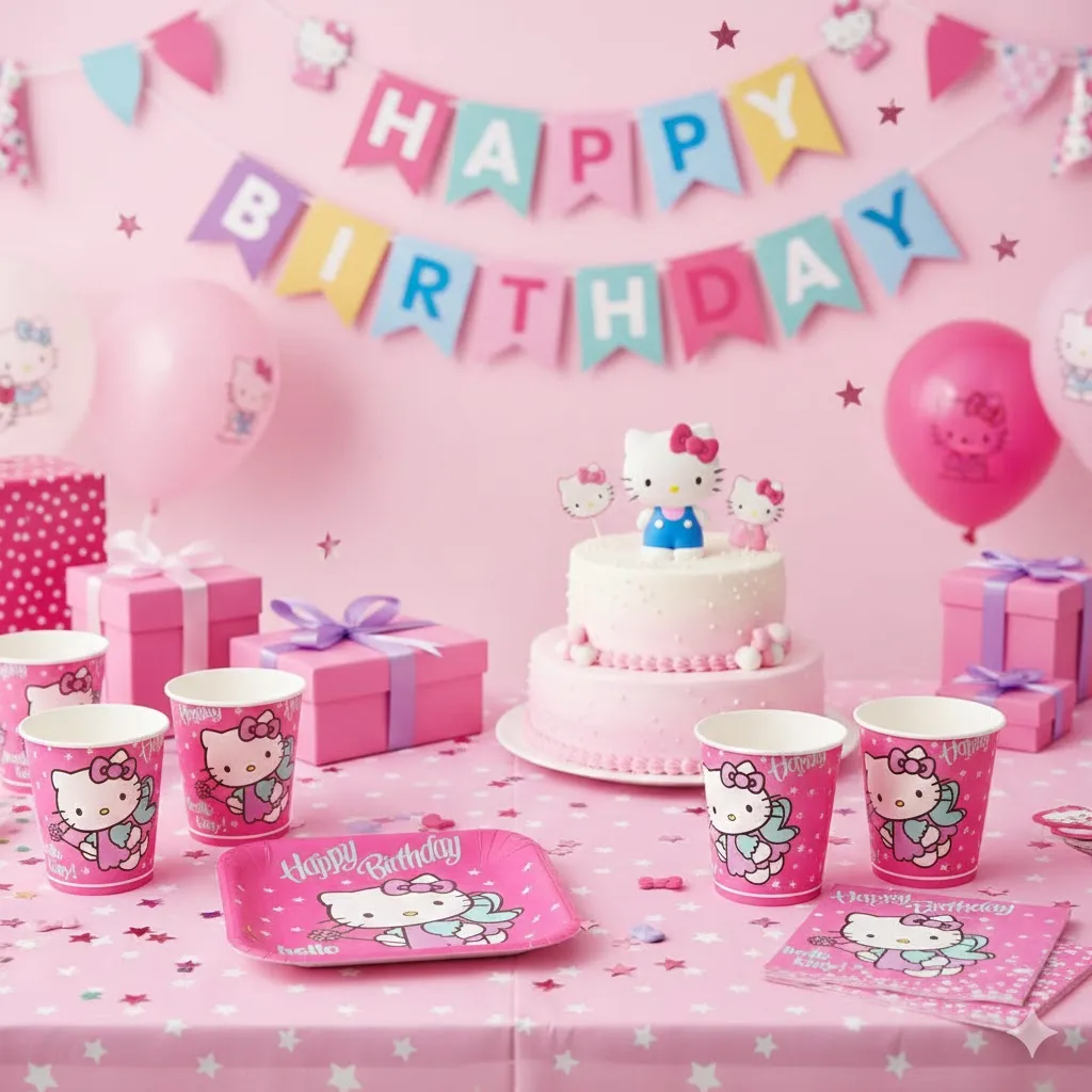 بشقاب و لیولت تم تولد کیتی