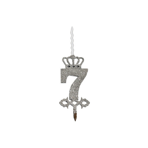 شمع چوبی اکلیلی نقره ای عدد هفت