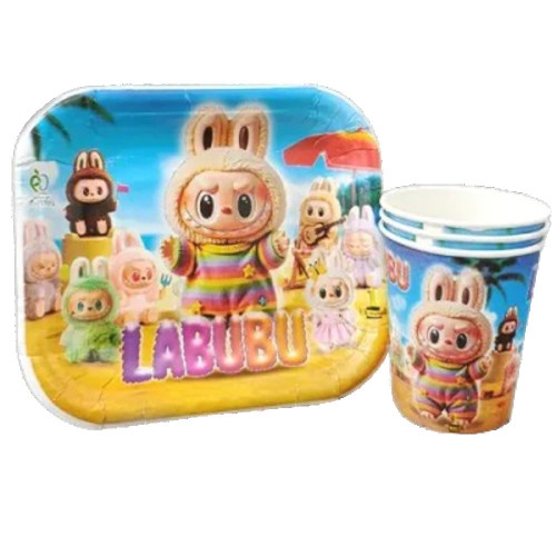 بشقاب و لیوان تم تولد لبوبو