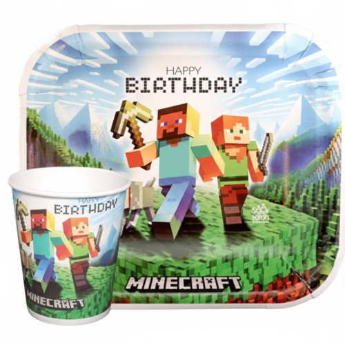 بشقاب و لیوان تم تولد ماین‌ کرافت