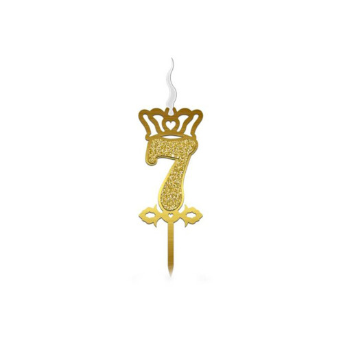 شمع مولتی اکلیلی طلایی عدد هفت