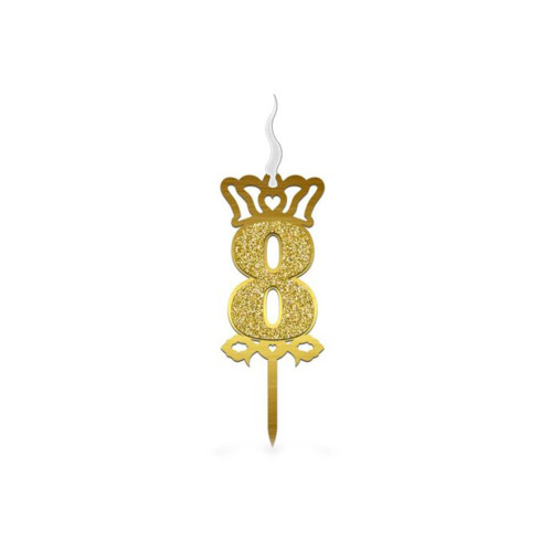 شمع مولتی اکلیلی طلایی عدد هشت